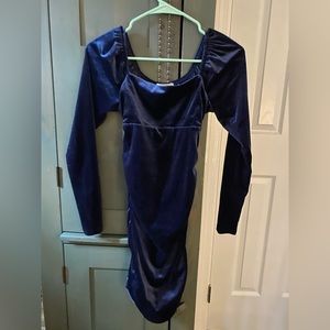 Dark blue velvet stretchy dress